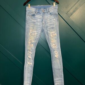 MNML Light Blue Distressed Skinny Jeans